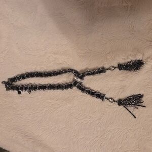 Black leather and stones necklace